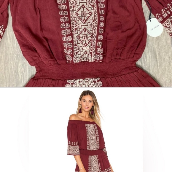 Revolve Tularosa Fiona Mini Dress Off  The Shoulder Mulled Wine Size Small - Picture 3 of 3